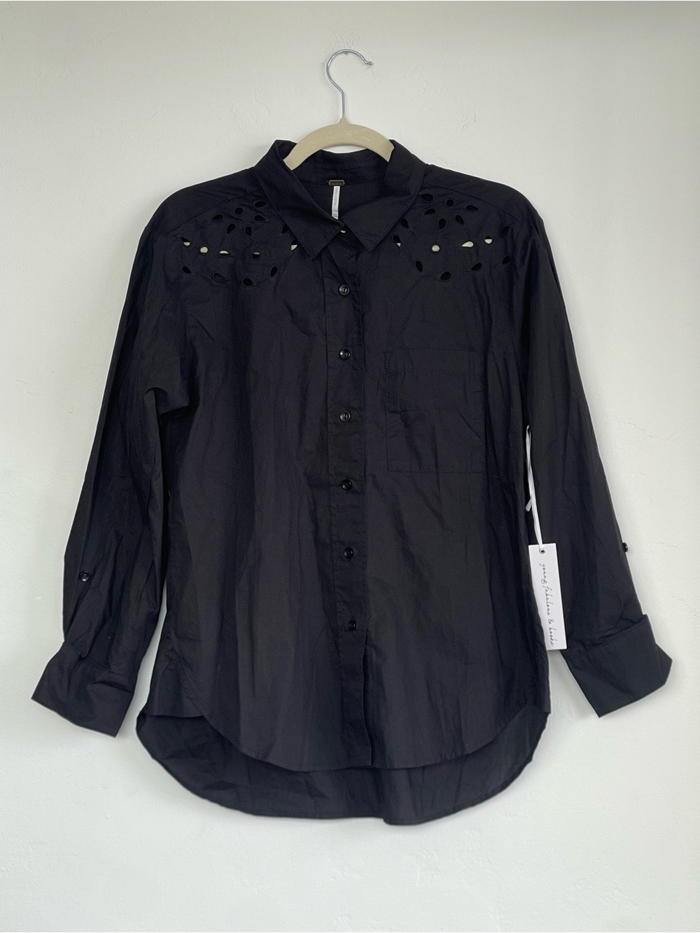 NWT Young Fabulous & Broke Black Button-Down Shirt with Shoulder Cutouts